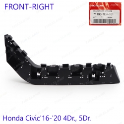 พลาสติก ยึดกันชนหน้า ตัวยึดกันชนหน้า ข้างขวา ของแท้ 1 ชิ้น สีดำ สำหรับ Honda Civic Sedan Hatchback FC FK ปี 2016-2020